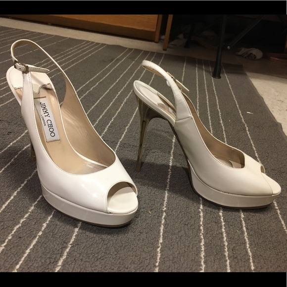 Jimmy Choo! Patent Leather! White and Gold! - Picture 4 of 7